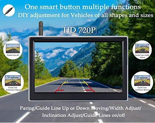 LeeKooLuu HD Digital Wireless Backup Camera for Cars,SUVs,Pickups,Trucks,Minivans High-Speed Observation 5' Monitor System Front/Rear View Camera IP69K Waterproof Night Vision Guide Lines On/Off