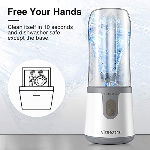 Portable Blender for Smoothies and Shakes, Personal Blender with Rechargeable USB, Mini Blender with 2 Vacuum Juicer Cup & Pump, Fruit Vegetable Blender with Stainless-Steel Blades, BPA Free