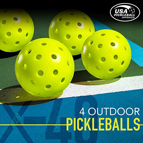 Franklin Sports - Wooden Pickleball Paddle 4 Player Paddle and Ball Set- USA Pickleball (USAPA) Approved