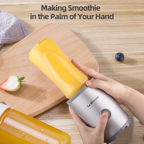 Portable Smoothies Shakes Blender Personal Size Cordless, Battery Rechargeable Juicer Cup,with 10 oz Travel Sports Bottles -BPA-Free (Silver&Grey)