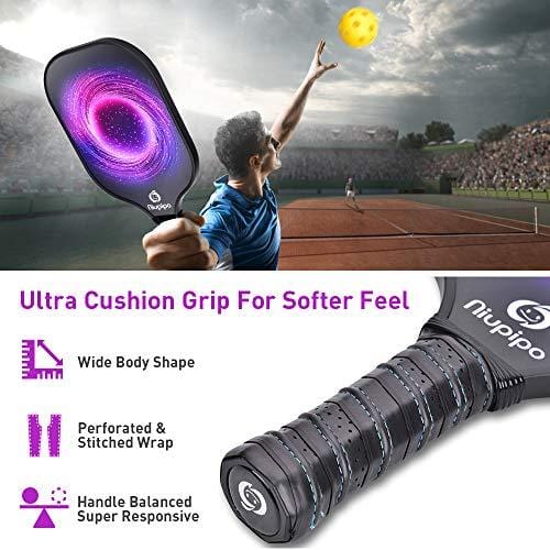 Pickleball Paddle, Composite Pickleball Racket Polypropylene Honeycomb Core Fiberglass Face Ultra Cushion 4.5In Grip 8.1oz Indoor Outdoor with Pickleball Paddles Cover, USAPA Pickleball Paddle, Purple