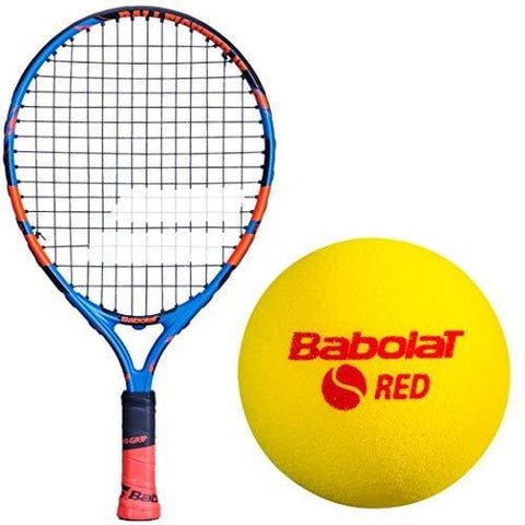 Babolat Ballfighter Blue/Orange 17 Inch Child's Tennis Racquet Bundled with 3 Red Foam Training Tennis Balls (Best Starter Kit for Kids Age 5 and Under)
