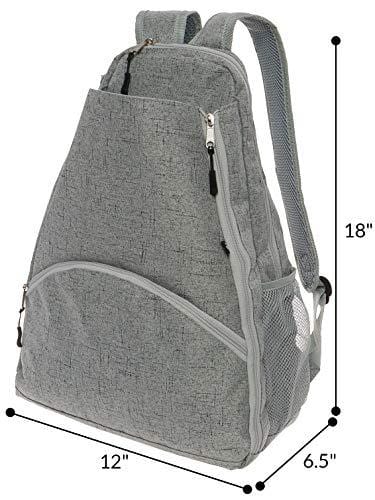 LISH Men's Court Advantage Tennis Backpack - Racket Holder Equipment Bag for Tennis, Racquetball, Squash (Grey)