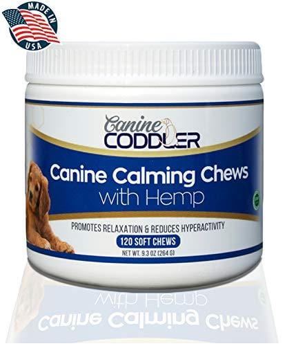 Organic Hemp Oil Dog Calming Treats | Made in USA | 120 Chews | Stress Relief Soft Chews for Dogs | Natural Dog Calming Aid Supplement | Great for Separation Anxiety Travel Fireworks Thunder Support