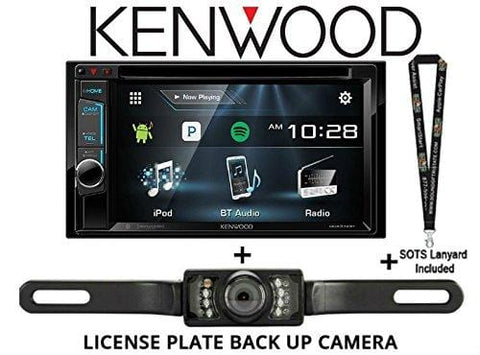 Kenwood DDX375BT 6.2" in Dash Double Din DVD Receiver with Built in Bluetooth w/SV-5130IR License Plate Style Backup Camera and a SOTS Lanyard