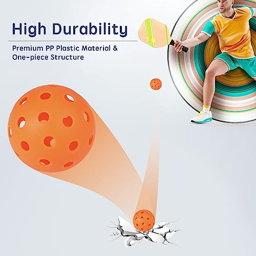 Pickleball Balls, 6 Pack 40 Holes Outdoor Pickleball Balls with Mesh Bag for Sport Indoor Play, High Elasticity & Durable Pickle Balls for All Style Pickleball Paddles, Gifts for Pickleball Lovers