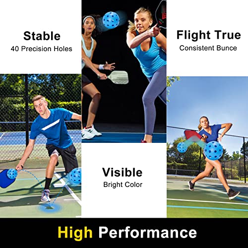 kisportee Pickleball Balls, USA Approved Pickleball, 40 Holes Outdoor Pickleball Balls for Sport Outdoor Play, Pickle Ball Balls with Bag, High Bounce & Durable, Good for All Pickleball Paddles