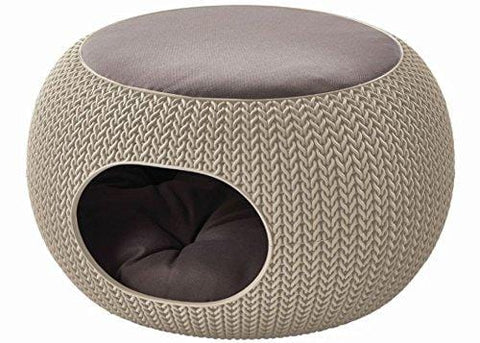 Keter by Curver 22.7" x 22.3" x 13" Knit Cozy Luxury Lounge Bed & Pet Home with Cushions, Small to Medium