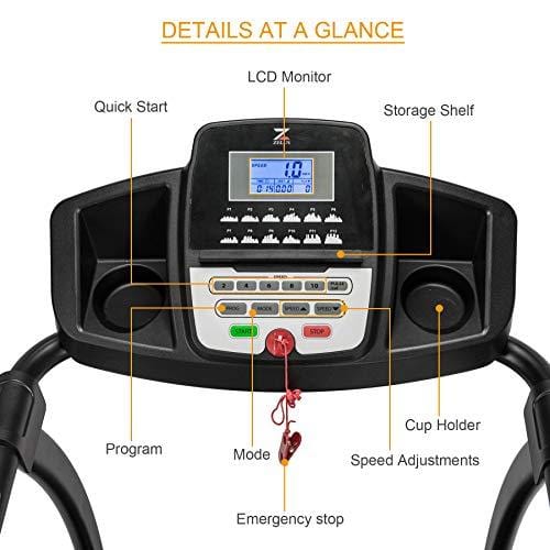 ZELUS Folding Treadmill Electric Motorized Running Machine with Downloadable Sports App Control Walking & Running OR Treadmill Mat, Cup Holder, MP3 Player & Wheels Easy (Upgraded Treadmill with Mat)