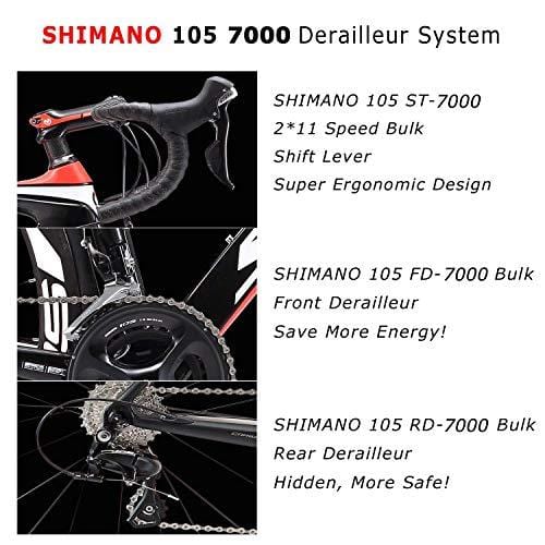 SAVADECK Herd 6.0 T800 Carbon Fiber 700C Road Bike Shimano 105 5800 Groupset 22 Speed Carbon Wheelset Seatpost Fork Ultra-Light 18.3 lbs Bicycle Black Grey 50cm