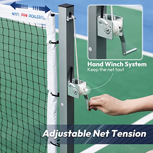 A11N Pro Pickleball Net with Wheels and Hand Winch, Tournament Regulation Size, Anti-Sag Design, Perfect for Outdoor Court & Indoor Gym Floor