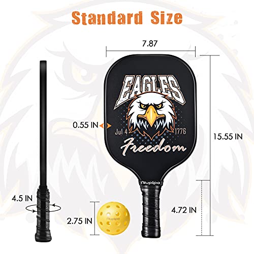 niupipo Pickleball Paddles, USA Approved Pickleball Paddles Set of 2 Pickleball Rackets 4 Pickleball Balls 1 Portable Bag, Polypropylene Honeycomb Core, Graphite Carbon Face, Cushioned 4.5In Grip