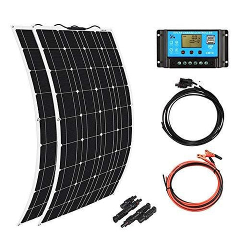 XINPUGUANG 2pcs 100w Solar Panel Semi Flexible 200W Solar System Photovoltaic Solar Panel Cell for Yacht,RV,Car,Boat and Other 12v Battery Charger(200W)