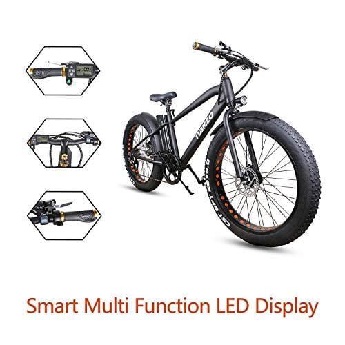 NAKTO 26" City Fat Tire Adult Electric Bicycles and 300W Assisted Bicycle for Men Woman with Removable 36V 10A Large Capacity Lithium Battery and Charger