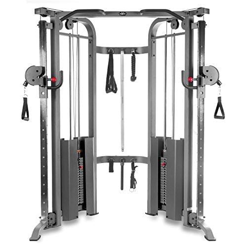 XMark Functional Trainer Cable Machine with Dual 200 lb Weight Stacks, 19 Adjustments, and Accessory Package XM-7626 (Gray)