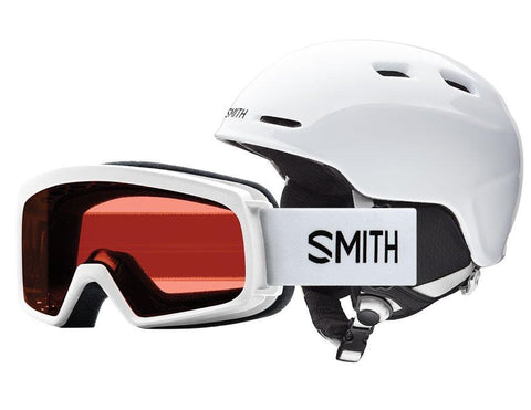 Smith Optics Youth Zoom Jr/Gambler Combo Ski Snowmobile Helmet - White/Youth Medium