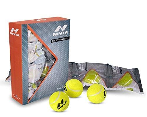Nivia Heavy Tennis Ball Cricket Ball (Pack of 6), Yellow
