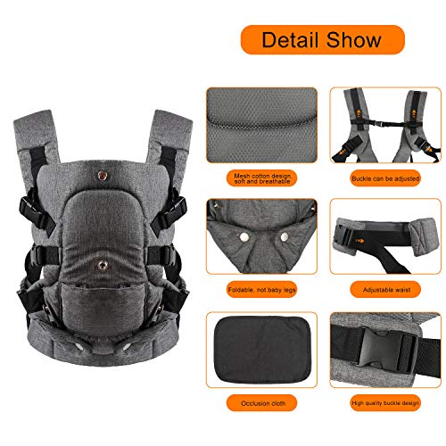 caiyuangg Baby Convertible Carrier, All Carry Position Newborn to Toddlers Ergonomic Carrier with Soft Breathable Air Mesh and All Adjustable Buckles