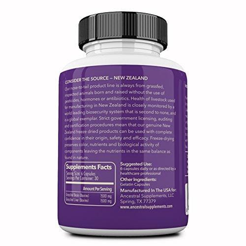 Ancestral Supplements Grass Fed Brain (with Liver) - Supports Brain, Mood & Memory Health (180 Capsules)