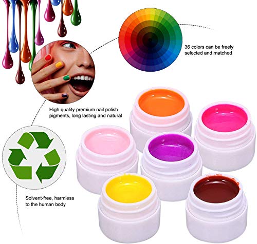 Anself 36 Colors Nail Gel Art Polish Pigment UV Gel Set