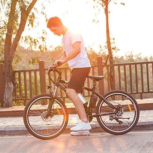 ANCHEER Power Plus Electric Mountain Bike, 26'' Electric Bike with Removable 36V 8Ah Lithium-Ion Battery, Shimano 21 Speed Shifter (Black)