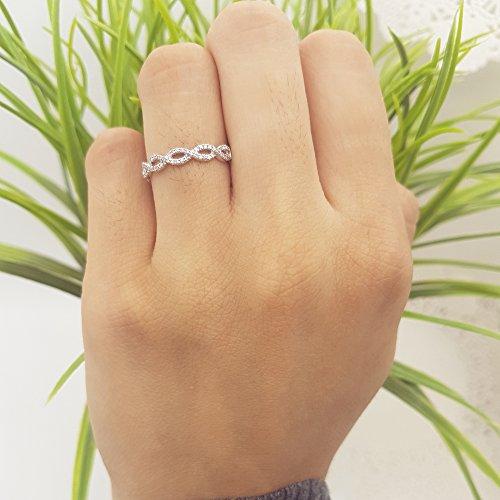 Dazzlingrock Collection 0.20 Carat (ctw) 10K Diamond Swirl Anniversary Wedding Band Stackable Ring 1/5 CT, White Gold, Size 7
