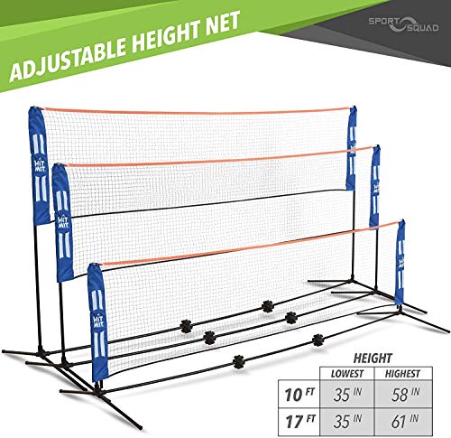 HIT MIT Adjustable Height Portable Badminton Net Set - Competition Multi Sport Indoor or Outdoor Net for Playing Pickleball, Kids Volleyball, Soccer Tennis, Lawn Tennis - Easy and Fast Assembly