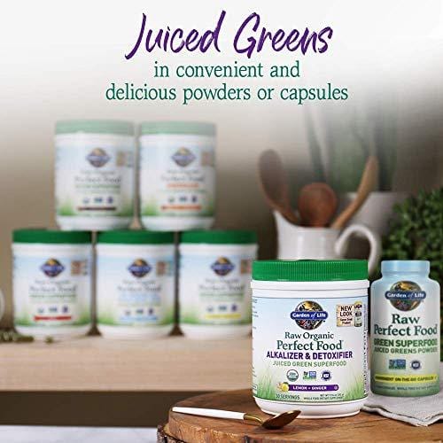 Garden of Life Raw Organic Perfect Food Alkalizer & Detoxifier Juiced Greens Superfood Powder - Lemon Ginger, 30 Servings (Packaging May Vary) - Non-GMO, Gluten Free Whole Food Dietary Supplement