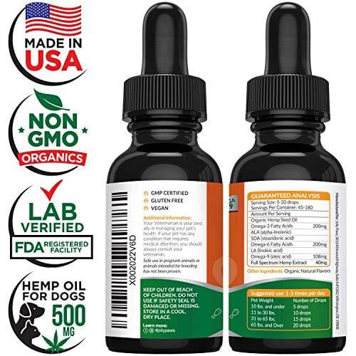 Hemp Oil for Dogs and Cats - 1000 MG - Pain Relief for Pets, Stress & Anxiety Relief - Chicken & Rice Flavor - Made in USA