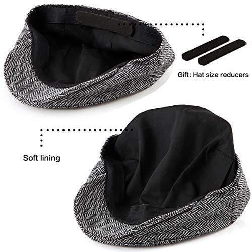 LADYBRO Black+Grey Tweed Newsboy Cap - Retro Wool Hat for Men Flat Cap Ivy Hat Cap Golf Hat 2Pack [product _type] LADYBRO - Ultra Pickleball - The Pickleball Paddle MegaStore