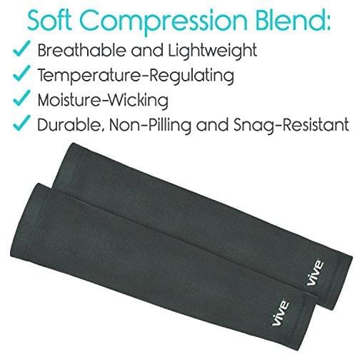 Vive Basketball Sleeve (Pair) - Long Arm Compression Elbow Support Wrap- UV Sun Protection for Shooting, Baseball, Football, Crossfit, Golfing, Running - Men and Women