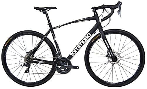 Tommaso Avventura Shimano Sora Gravel Adventure Bike with Disc Brakes, Extra Wide Tires, and Carbon Fork Perfect for Road Or Dirt Trail Touring, Matte Black - Medium