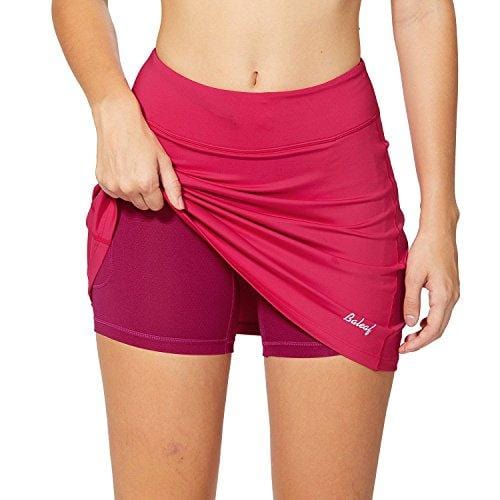Baleaf Women's Active Athletic Skort Lightweight Skirt with Pockets for Running Tennis Golf Workout Deep Pink Size XS