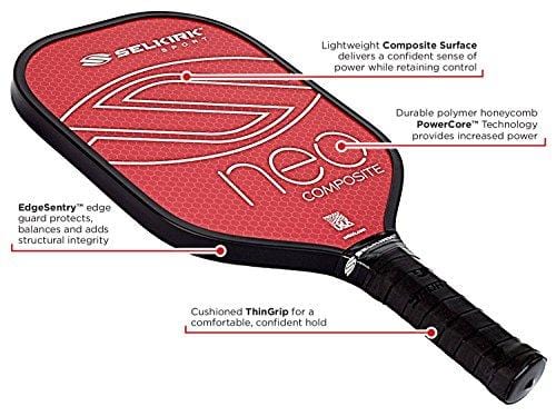 Selkirk NEO Composite Pickleball Paddle - USAPA Approved - PowerCore Polymer Core - Composite Surface - EdgeSentry Protection - ThinGrip Handle - Pickleball Racket/Racquet. (Red)