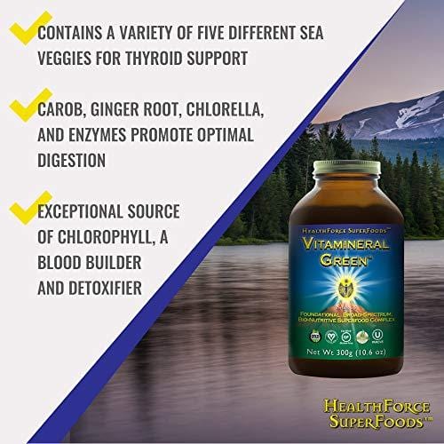 HealthForce SuperFoods Vitamineral Green Powder - 300 Grams - All Natural Green Superfood Complex with Vitamins, Minerals, Amino Acids & Protein - Vegan, Gluten Free - 30 Servings