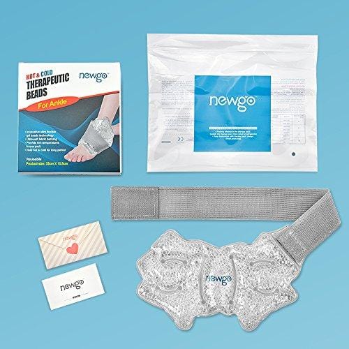 NEWGO®Foot & Ankle Ice Pack Wrap Reusable Ankle Brace with Gel Bead, Soft Ice Pack for Injuries, Pain Relief, Swollen Foot (10" x 6") - 1 Pack