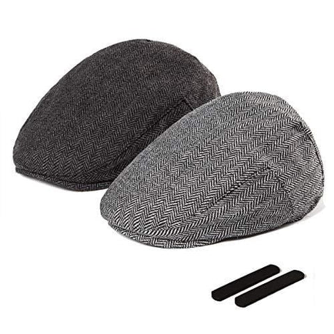 LADYBRO Black+Grey Tweed Newsboy Cap - Retro Wool Hat for Men Flat Cap Ivy Hat Cap Golf Hat 2Pack [product _type] LADYBRO - Ultra Pickleball - The Pickleball Paddle MegaStore