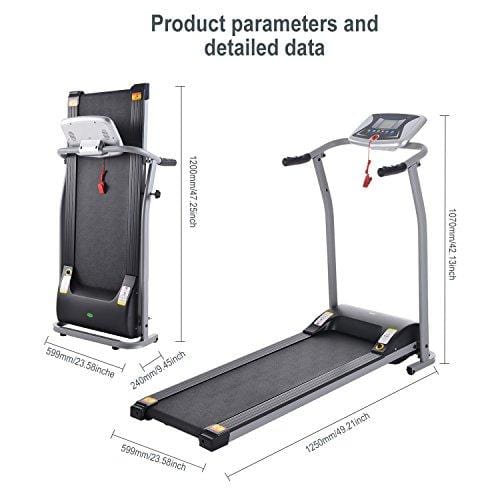 Folding Electric Treadmill Running Machine Power Motorized for Home Gym Exercise Walking Fitness (1.5 HP - Silver - Not Incline)