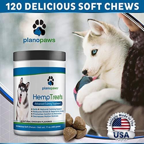 Hemp Treats - Safe Calming Treats for Dogs - Hemp Oil for Pets - Dog Anxiety Relief - Natural Calming Aid - Helps with Separation Anxiety - Storms - Fireworks - Chewing - Stress - Barking - 120 Count