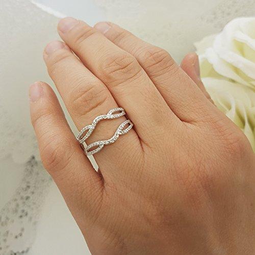 Dazzlingrock Collection 0.35 Carat (ctw) 10K White Diamond Wedding Band Enhancer Guard Double Ring 1/3 CT, White Gold, Size 7