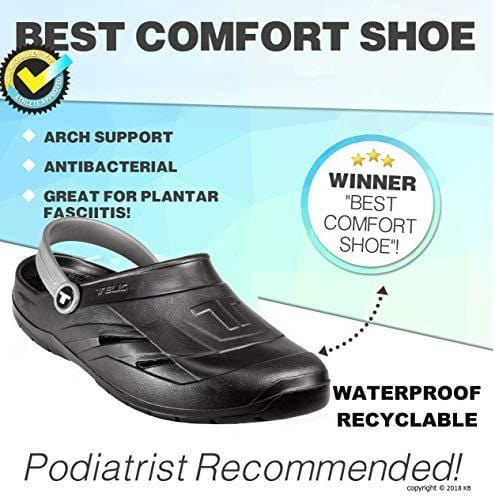 Telic Unisex Shoe Arch Support Recovery Dream Mule Clog Sandal+Bonus Pumice $59 Value Midnight Black