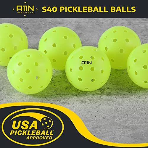 A11N S40 Outdoor Pickleball Balls- USAPA Approved, 6-Pack, Neon Green