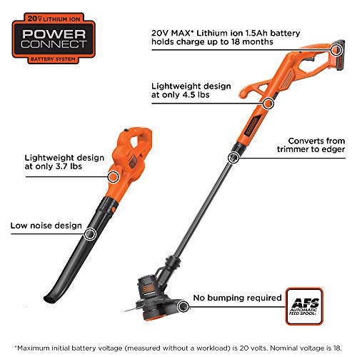 BLACK+DECKER LCC222 20V MAX Lithium String Trimmer/Edger, Sweeper Plus, 10"