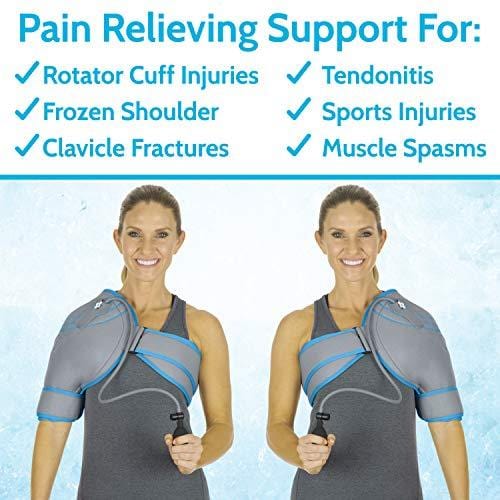 Arctic Flex Cold Shoulder Brace - Ice Pack for Rotator Cuff Support, Tendinitis, Dislocated Joint, Labrum Tear, Frozen Shoulder Pain, Sprain - Right or Left Compression Wrap Strap Band - Men and Women