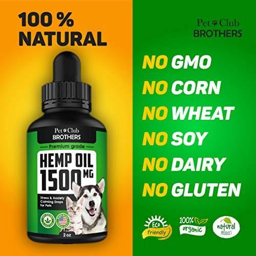 Hemp Oil for Dogs & Cats - 1500 mg - Effective Premium Formula - Grown & Made in USA - Supports Hip & Joint Health - Natural Relief for Pain and Stress, Separation Anxiety - Pet Omega 3, 6 & 9 Oil