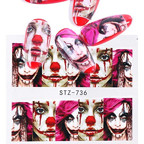 Halloween Nail Stickers Day of the Dead Nail Art Accessories Decals 25 Sheets Ghost Skull Eye Clown Hulk Water Transfer Nail Art Stickers for Halloween Party Supply Fingernails Toenails Decorations