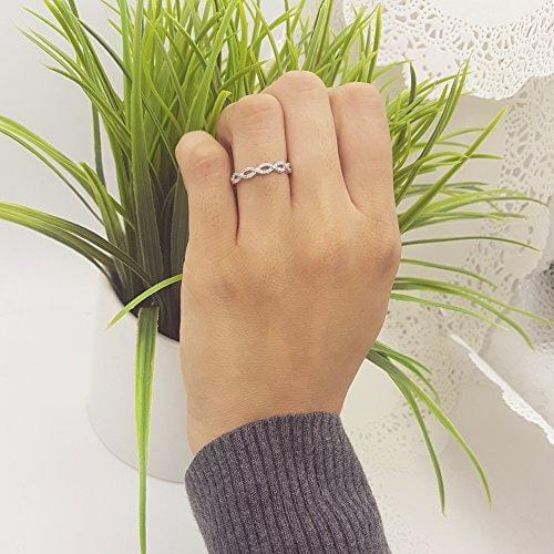 Dazzlingrock Collection 0.20 Carat (ctw) 10K Diamond Swirl Anniversary Wedding Band Stackable Ring 1/5 CT, White Gold, Size 7