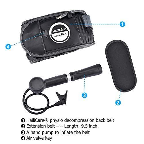 HailiCare Physio Decompression Back Belt Back Brace Back Pain Lower Lumbar Support Back Massage, one Size for 29inches to 49 inches Waists (Black)