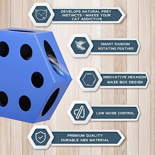 WingPet Interactive Electronic Cat Toy with Random Rotating Feather, Kitten Automatic Teaser Play Toy, Stimulate Hunting Instincts and Sense (Battery Included)