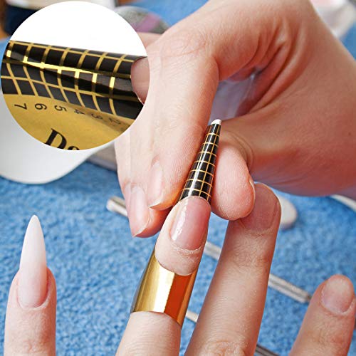 KINGMAS 100 Pcs Nail Art Form Guide Sticker, Horseshoe-shaped Nail Stickers Art Acrylic Nail/UV GEL Nail Extention Tips